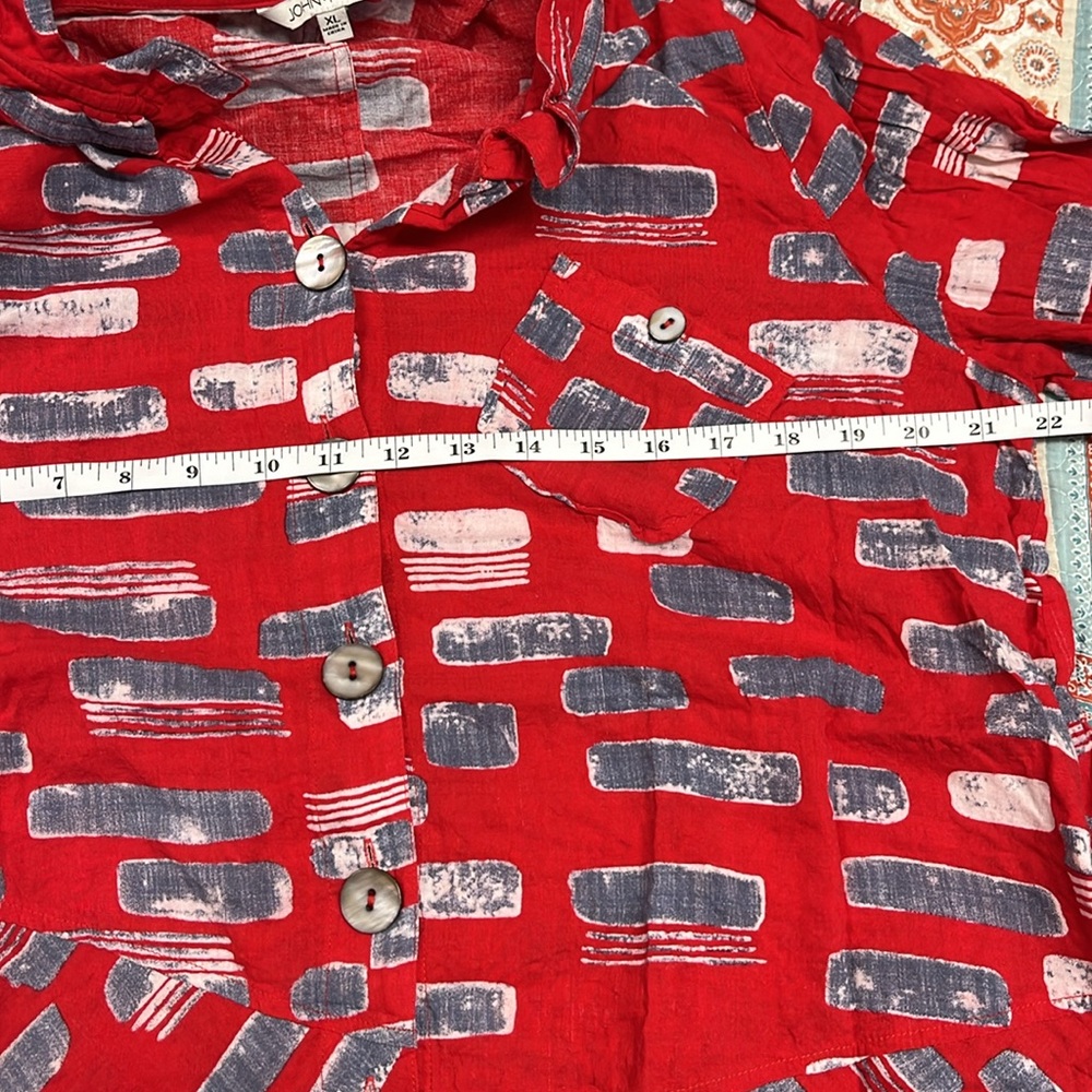 Johnmark Red Patterned Jacket Size Xl - image 3